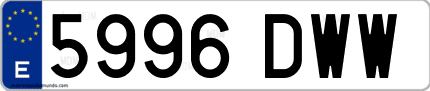 Ejemplo de matrícula de coche ordinaria 5996 DWW