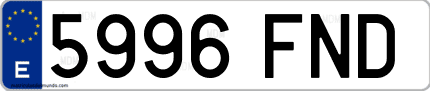 Ejemplo de matrícula de coche ordinaria 5996 FND
