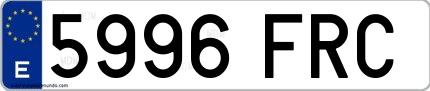 Ejemplo de matrícula española 5996 FRC