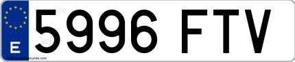 Ejemplo de matrícula española 5996 FTV