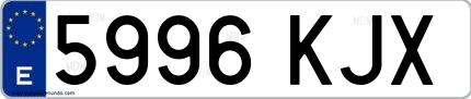 Ejemplo de matrícula española 5996 KJX
