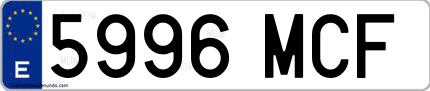 Ejemplo de matrícula española 5996 MCF