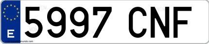 Ejemplo de matrícula española 5997 CNF