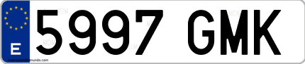 Ejemplo de matrícula de coche ordinaria 5997 GMK