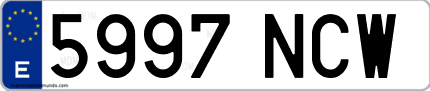 Ejemplo de matrícula de coche ordinaria 5997 NCW