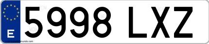 Ejemplo de matrícula española 5998 LXZ