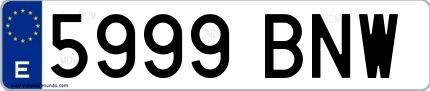 Ejemplo de matrícula española 5999 BNW