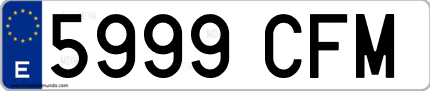 Ejemplo de matrícula de coche ordinaria 5999 CFM