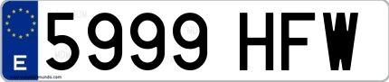 Ejemplo de matrícula española 5999 HFW