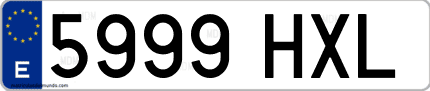 Ejemplo de matrícula de coche ordinaria 5999 HXL
