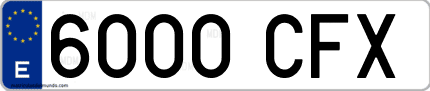 Ejemplo de matrícula de coche ordinaria 6000 CFX