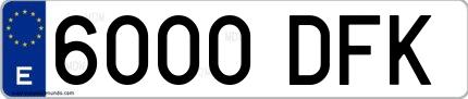 Ejemplo de matrícula española 6000 DFK