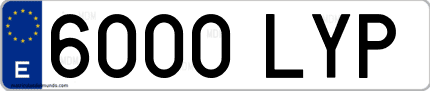 Ejemplo de matrícula de coche ordinaria 6000 LYP