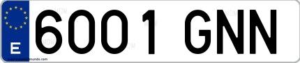 Ejemplo de matrícula española 6001 GNN