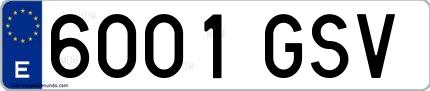 Ejemplo de matrícula española 6001 GSV