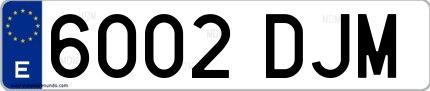 Ejemplo de matrícula española 6002 DJM