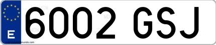 Ejemplo de matrícula española 6002 GSJ