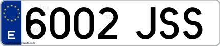 Ejemplo de matrícula española 6002 JSS