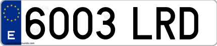 Ejemplo de matrícula de coche ordinaria 6003 LRD