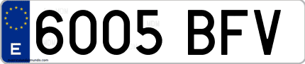 Ejemplo de matrícula de coche ordinaria 6005 BFV