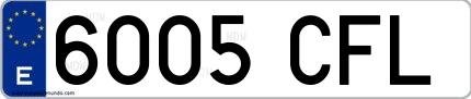 Ejemplo de matrícula española 6005 CFL