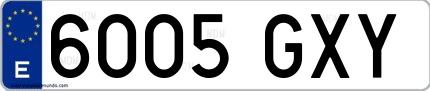 Ejemplo de matrícula española 6005 GXY