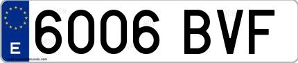 Ejemplo de matrícula española 6006 BVF