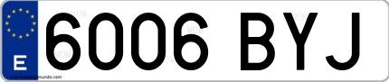 Ejemplo de matrícula española 6006 BYJ