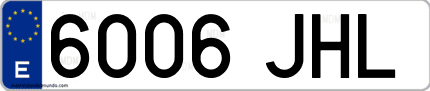 Ejemplo de matrícula de coche ordinaria 6006 JHL