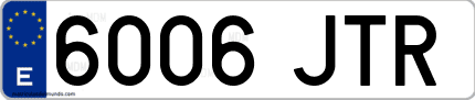 Ejemplo de matrícula de coche ordinaria 6006 JTR