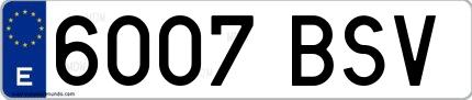 Ejemplo de matrícula española 6007 BSV
