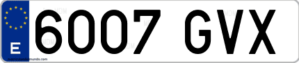 Ejemplo de matrícula de coche ordinaria 6007 GVX