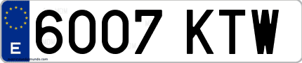 Ejemplo de matrícula de coche ordinaria 6007 KTW