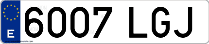 Ejemplo de matrícula de coche ordinaria 6007 LGJ
