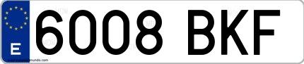 Ejemplo de matrícula de coche ordinaria 6008 BKF