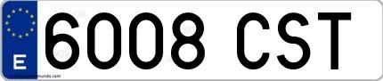 Ejemplo de matrícula española 6008 CST