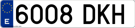 Ejemplo de matrícula de coche ordinaria 6008 DKH