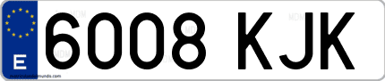 Ejemplo de matrícula de coche ordinaria 6008 KJK