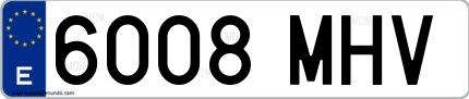 Ejemplo de matrícula española 6008 MHV
