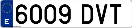 Ejemplo de matrícula de coche ordinaria 6009 DVT