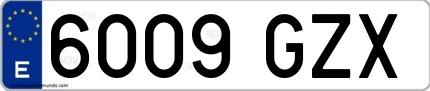 Ejemplo de matrícula española 6009 GZX