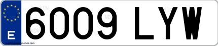 Ejemplo de matrícula española 6009 LYW