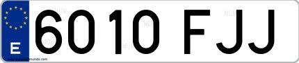 Ejemplo de matrícula española 6010 FJJ