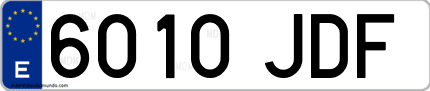 Ejemplo de matrícula de coche ordinaria 6010 JDF
