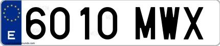 Ejemplo de matrícula española 6010 MWX