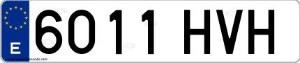 Ejemplo de matrícula española 6011 HVH