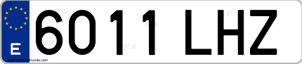 Ejemplo de matrícula de coche ordinaria 6011 LHZ