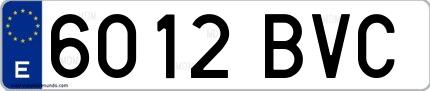 Ejemplo de matrícula española 6012 BVC