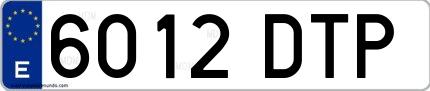 Ejemplo de matrícula española 6012 DTP