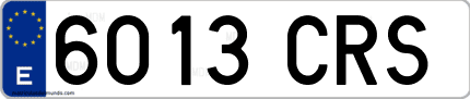 Ejemplo de matrícula de coche ordinaria 6013 CRS